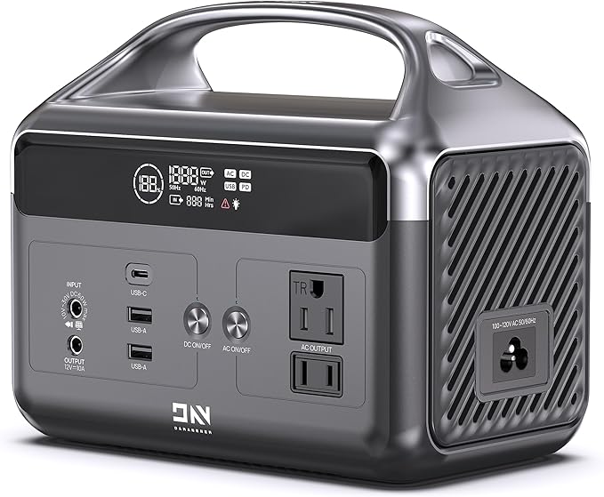DaranEner Portable Power Station, 192Wh LiFePO4 Battery Backup w/2 300W (Surge 600W) AC Outlets, 2H Fast Charging, Power Bank for Hurricane Emergency/Home/Outdoor Camping/RVs Use