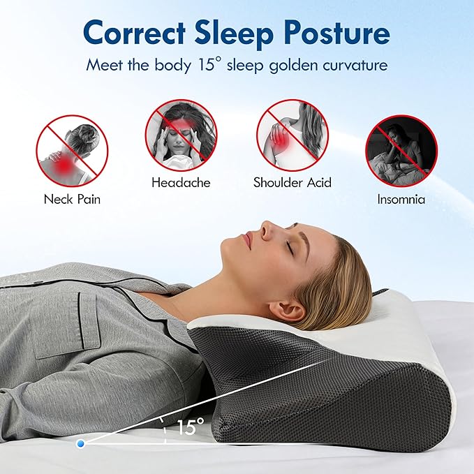 Sleep Apnea Pillow, Dreamers Relief Pillow Side Sleeper, 2 in 1 Cervical Pillow for Neck Pain Relief and for Back Side Stomach Sleeper