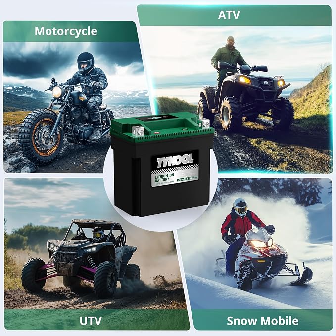 TYKOOL LFP14-BS-STD 12V Lithium Battery, Replaces YTX14-BS, 400CCA 8Ah Fits for Adventure Motorcycle Touring Scooter, Compatible with BMW R1200GS Suzuki V-Strom Triumph Tiger, Digital Readout [+ -]