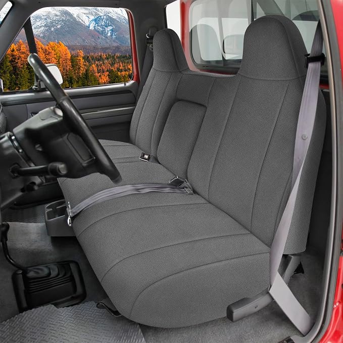 SAPUBK Front Bench Seat Covers Replace for 1993-1998 Ford Truck Regular, XCab and Crew Cab with Molded Headrests, Knitted Fabric Composite Soft Foam Lining Airmesh Breathable Seat Cover