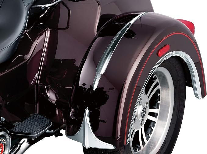 Kuryakyn 7217 Motorcycle Accessory: Leading Edge Rear Fender Accents for 2009-19 Harley-Davidson Trike Motorcycles, Chrome, 1 Pair , Black