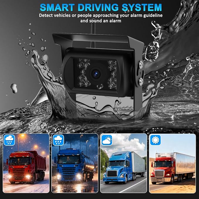 Backup Camera System Kit with 2 Cameras and 7 Inch HD Monitor IP69 Waterproof Night Vision Backup Camera Rear View Camera for Truck RV Van SUV Pickup