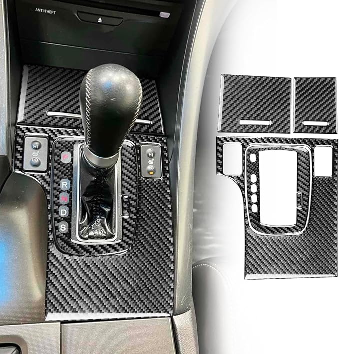 Black Soft Carbon Fiber car Interior Water Cup Shift Panel Set 5/Piece Decorative Sticker Suitable for Acura TSX 09-14 Carbon Fiber car Interior
