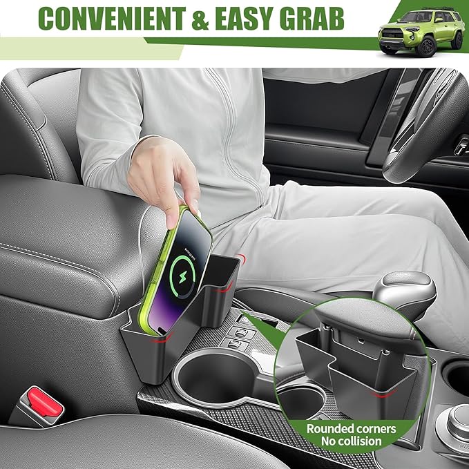 Center Console Organizer for 2010-2024 Toyota 4Runner Upgraded Hanging Armrest Box Extra Storage Space Tray for 4 Runner Interior Accessories(Fit 10-24/Hanging Organizer)