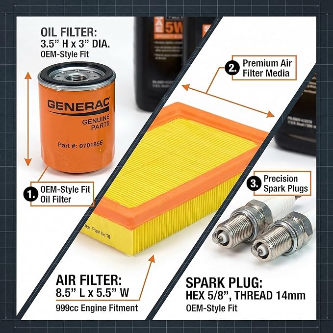 Generac 5W-20 Maintenance Kit for 20Kw-26Kw 999cc Generators (Replaces A0002074712)
