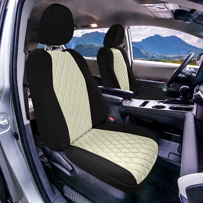 FH Group Custom Fit Car Seat Covers Specifically Made for Toyota Sienna 2021-2024, Beige Ultraflex Neoprene Front Set Automotive Seat Covers, 7-8 Seater SUV Seat Covers, Toyota Accessories