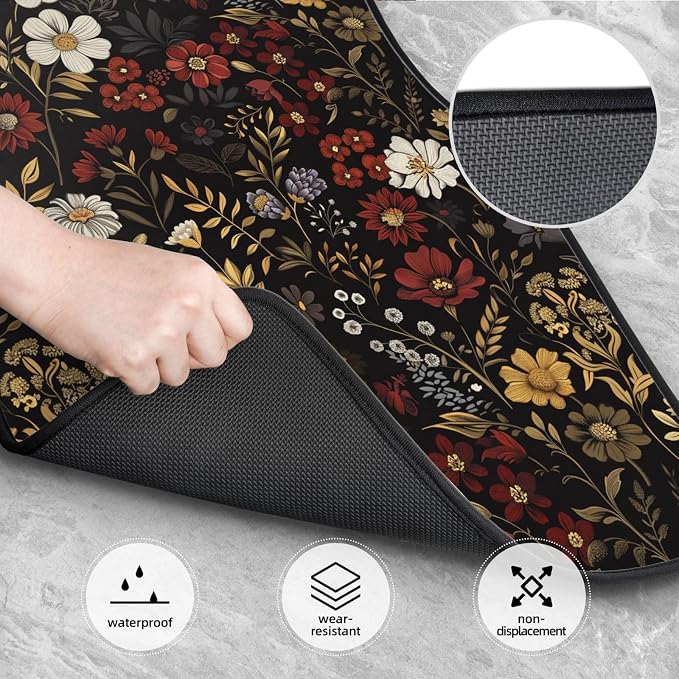 Floral Car Seat Cover Retro Daisy Car Floor Mats Bucket Seat Cover Brown Boho Flower Car Front Seat Cushion Full Set of 6 Cars Decor