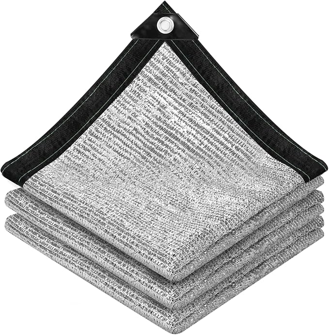 vensovo 70% Aluminum Shade Cloth - Reflective Aluminium Shade Netting Sun Shade Cover with Grommets for Cars, Dogs, Outdoor, RV, Patio (10x14FT)