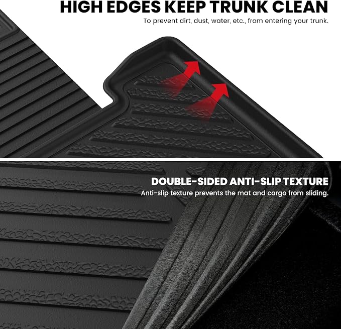 Lasfit Cargo Mat & Backrest Mats for Hyundai Santa Fe 2026 2025 2024 (Fit Gas & Hybrid), All Weather TPE Custom Fit Car Mats Trunk Mats Cargo Liners Accessories, Black