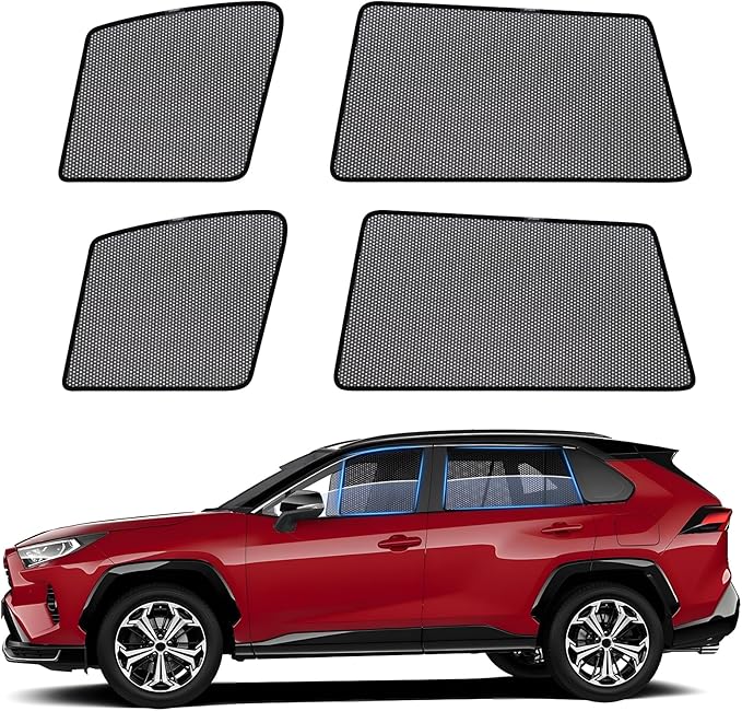 ZATOOTO Car Window Shades for Toyota RAV4 2019-2024, Car Window Cover for Side Window Sun Shade with Half-Cover Front Window Design for Rearview Sight, Visibility & UV Protection for Driving, Camping