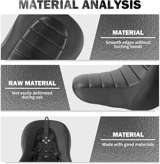 Motorcycle One-piece Seat Driver& Passenger Seat Fit for Harley Softail Low Rider FXLR FXLRS FXLRST 2018-later (#1 Seat-Striped)