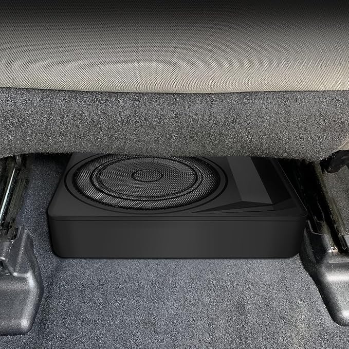 litillbuly 1200W Car Subwoofer,10 Inch Slim Under Seat Car Subwoofer and Amp Package Powered Subwoofer for Car/Truck, High/Low Level Inputs Remote Control Enhanced Bass,Perfect for Truck/SUV/Jeep/MPV