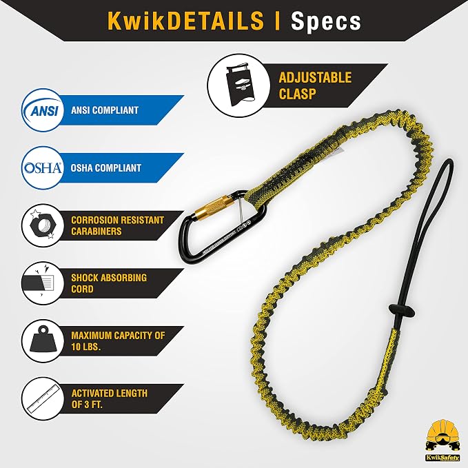 KwikSafety (Charlotte, NC) Heavy Duty Tool Lanyard 3 Pack & Diagonal Cutting Pliers PPE Accessory Bundle