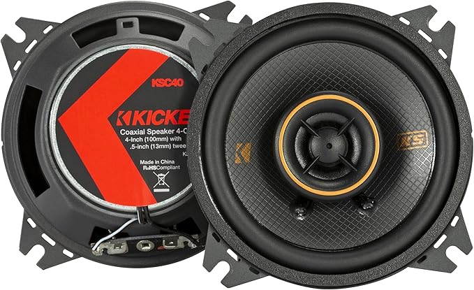 KICKER 51KSC404 KS-Series 4" Coaxial Speakers with .5" tweeters, 4-Ohm, Pair