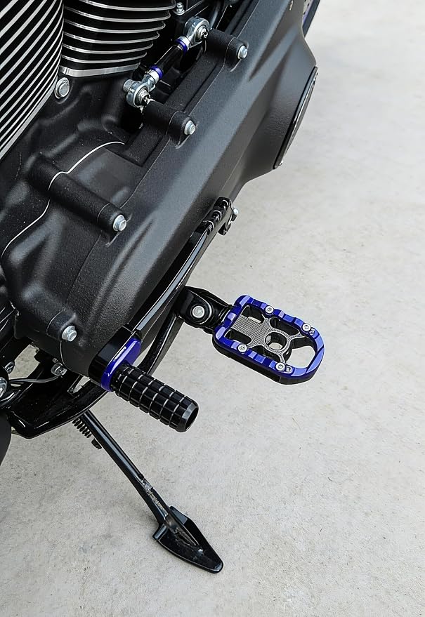 Motorcycle Mid Control Kit Footpegs Linkage Lever Set Fit for Harley Softail Low Rider FXLRS 2020-2025 FXLRST 2022-2025 Street Bob FXBB 2018-2025 (Blue)