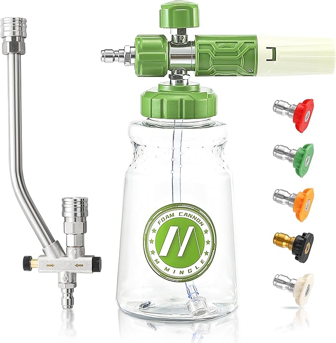 M MINGLE Ultimate Pressure Washer Adapter Set, Foam Cannon for Pressure Washer with Dual-Connector Tool
