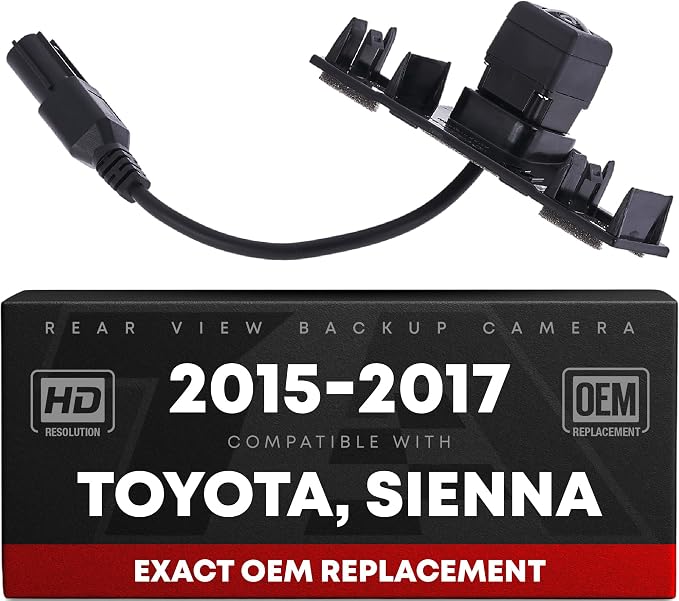 Rear View Backup Camera, Reverse Park Assist - Compatible with 2015-2017 Toyota Sienna - OEM 8679008030, TO1960112