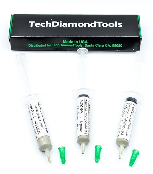 TechDiamondTools Kit of 3 Diamond Polishing Compound Polishing Paste USA Made 1050 1500 3000 Grit for Marble Glass Metal Rock Jewelry Resin Silver Gemstone with 10% of Diamond Powder