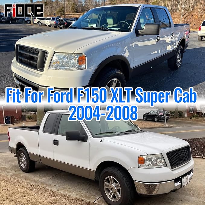 Front & Rear Heavy-Duty Knit Seat Covers for Ford F150 XLT Super Cab 2004 2005 2006 2007 2008 Durable Fabric Protection - Gray