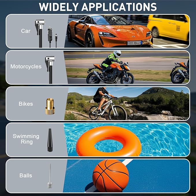 ZOPOM Tire Inflator Portable Air Compressor DC 12V Air Compressor (Orange)