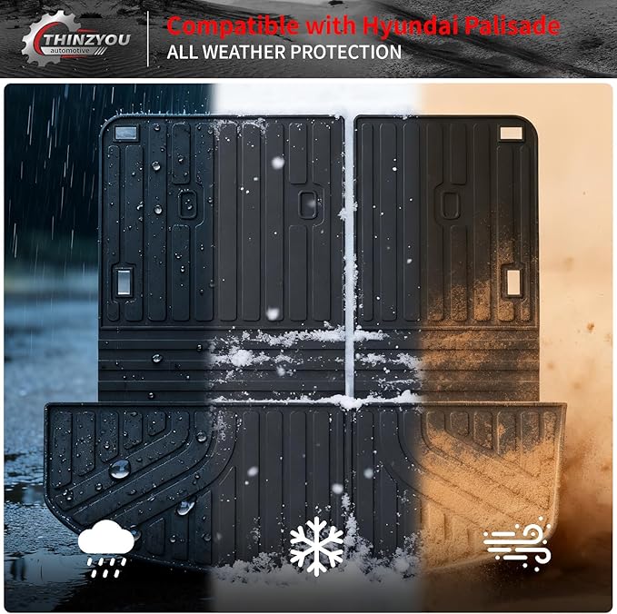 Trunk Mat Compatible with 2026 Hyundai Palisade Gas Cargo Liner Cargo Mat TPE All Weather Back Seat Cover Protector Trunk Liner Palisade Accessories (Trunk Mat with Backrest Mat)