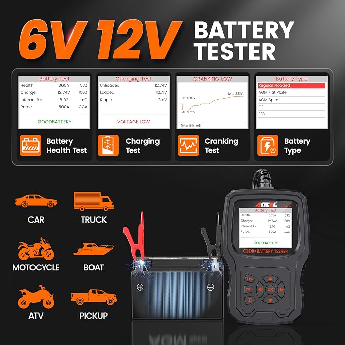 ANCEL AD530 PRO 2 in 1 OBD2 Scanner & Car Battery Tester+ANCEL OBD2 Scanner Extension Cable