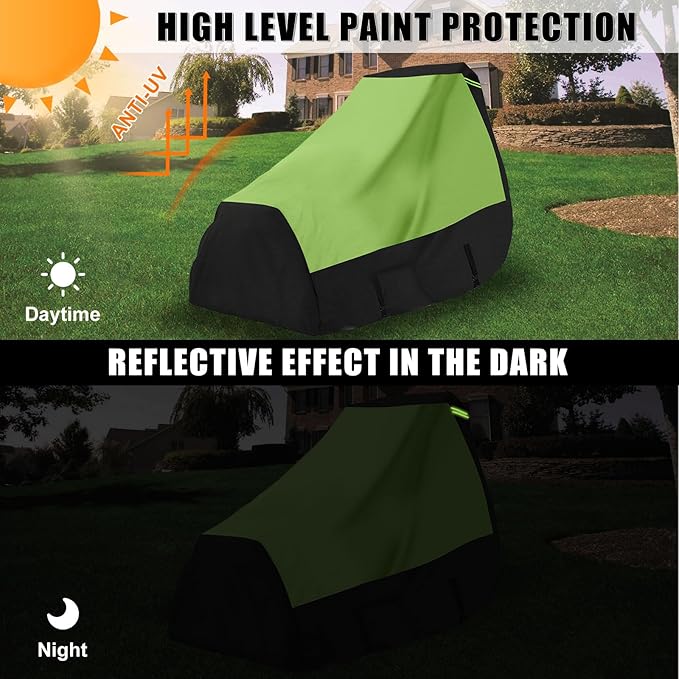 Riding Lawn Mower Cover with Bagger Attachment and ROPS, Universal Fit Decks up to 62", 600D Oxford Cloth Riding Mower Cover with Windproof Buckle for Snow Rain Dust Hail Protection