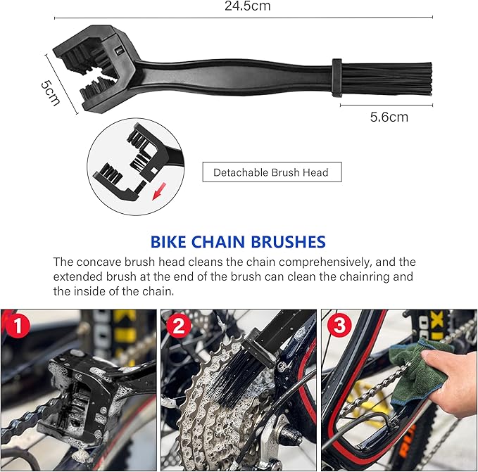 Bike Chain Cleaner Set, Bike Cleaners Bicycle Cleaning Kit 100ML Chain Lube and 300ML Cleaning Spray, Bike Cleaner Kit with Brushes Cycling Maintenance, Suitable for All Types of Bike