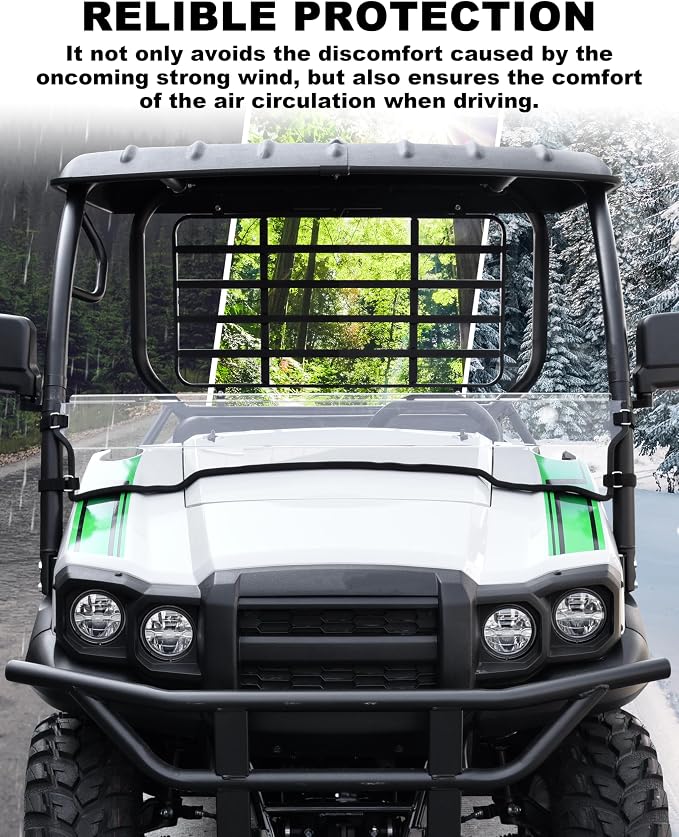 SAUTVS Clear Front Half Windshield for Kawasaki Mule SX 2017+, Lightly Dustproof Durable Poly Half Windscreen for Kawasaki Mule SX SE XC LE FE 2017-2026 Accessories