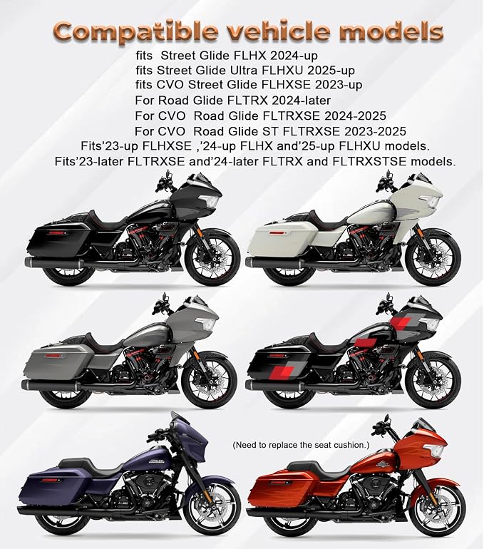 Passenger Seat Cover Rear Seat Cowl Compatible with Harley Touring Road Glide,CVO Road Glide,CVO Road Glide ST,Street Glide,CVO Street Glide,Street Glide Ultra 2023-2025 (Carbon Fiber)