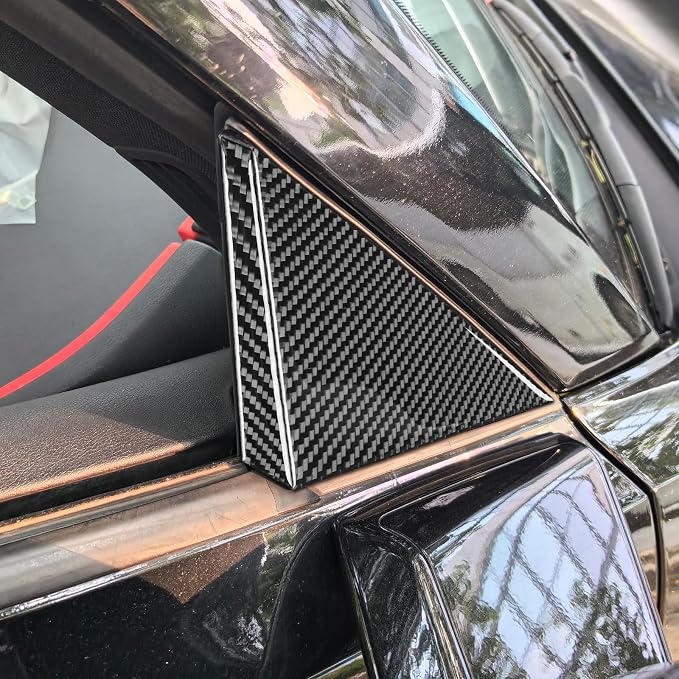 Real Carbon Fiber Front Quarter Window Trim Compatible with Corvette C8 2020-2026, Side Triangular Window Trim Exterior Decor Sticker Accessories