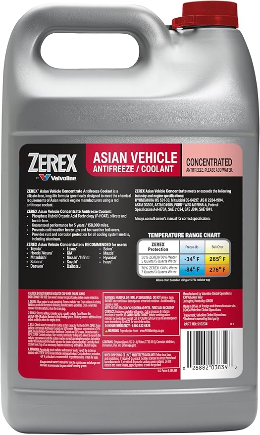 Zerex Asian Vehicle Red Antifreeze Coolant Concentrate 1 Gallon