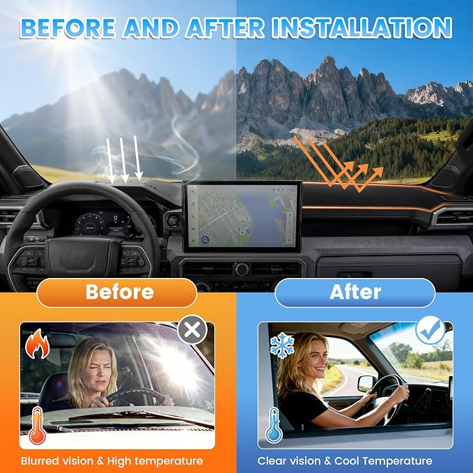 KUST Black Dash Cover Compatible with 2025-2026 Toyota 4Runner & 2024-2026 Toyota Tacoma Dashboard Cover Accessories for 4Runner/ Tacoma Non-Slip Polyester Dashboard Mat No Glare