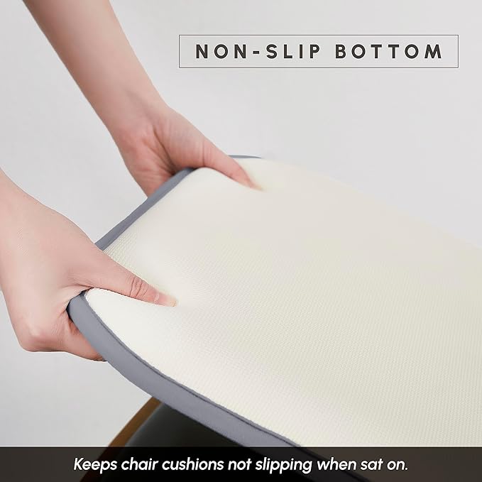 Elegant Comfort Chair Cushion Covers with Ties and Non Skid Rubber Backing-Thick Memory Foam - Soft Cushion Pad- Rounded Square Seat Cover- 16 x 16 Inches - Set of 8 Mosaic Textured Pattern, Gray