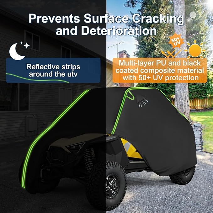 QUNSUNUS UTV Cover 2 Seater Compatible with Polaris General/RZR/Ranger, Can Am Commander/Defender/Maverick, Yamaha YXZ Viking Kawasaki, Arctic Cat Wildcat, Waterproof Side by Side Cover