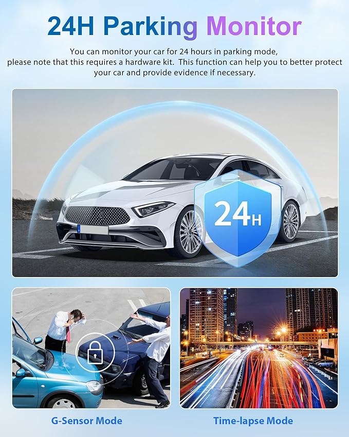 Podofo Mirror Dash Cam for Cars,7" Rear View Mirror 1080P Front and Rear View Dual Cameras,Super Night Vision,Parking Assistance,Loop Recording,Motion Detection,Waterproof Backup Camera for Cars+64G