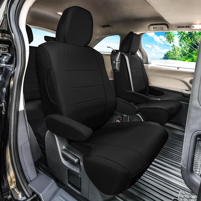 FH Group Custom Fit Car Seat Covers Specifically Made for 2021-2024 Toyota Sienna 7 Seater, Faux Leather Automotive Seat Covers - 2nd Row Black