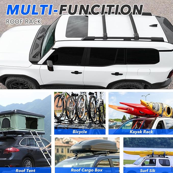 OEM-Style Roof Rack Cross Bars for 2024-2026 Toyota Land Cruiser Prado J250 LC250/1958-200LBS Crossbar Luggage Rack Carrier for Rooftop Cargo, Kayak, Canoe, Bike, Snowboard (No Drilling Required)