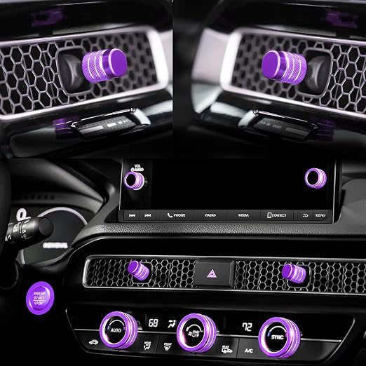 Knob Covers for Honda Civic Accessories 2026 2025 2022-2024 for CRV 2026 2025 2024 2023 for Acura Integra 2025 2024 2023 AC Knob, Air Vent, Audio Control, Push Start Button Cover Ring 11Pcs (Purple)