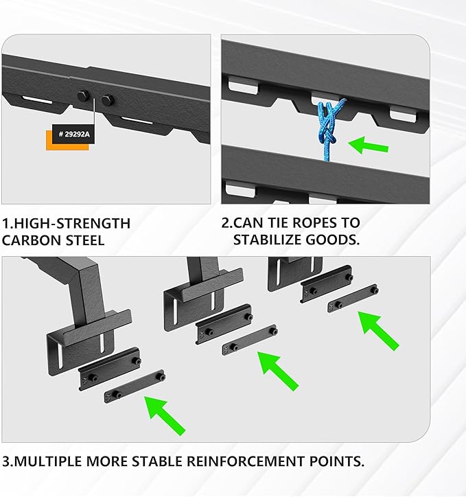 YZONA Truck Bed Rack with 2 Cross Bars Cargo Carrier Truck Rack Compatible with Silverado/Sierra/Ram/Ford F-Series/Tacoma/Tundra/Titan/Frontier/Colorado/Canyon/Gladiator JT, Ladder Cargo Rack