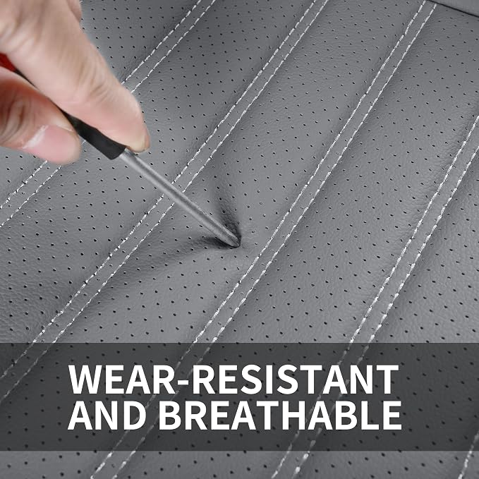 HChengkikz Car Seat Covers, Waterproof Horizontal Stripes Automotive Seat Covers, Universal Anti-Slip Car Seat Protectors for Most Cars Sedans SUV Pick-up Truck (2 PCS Front Seat, Grey)