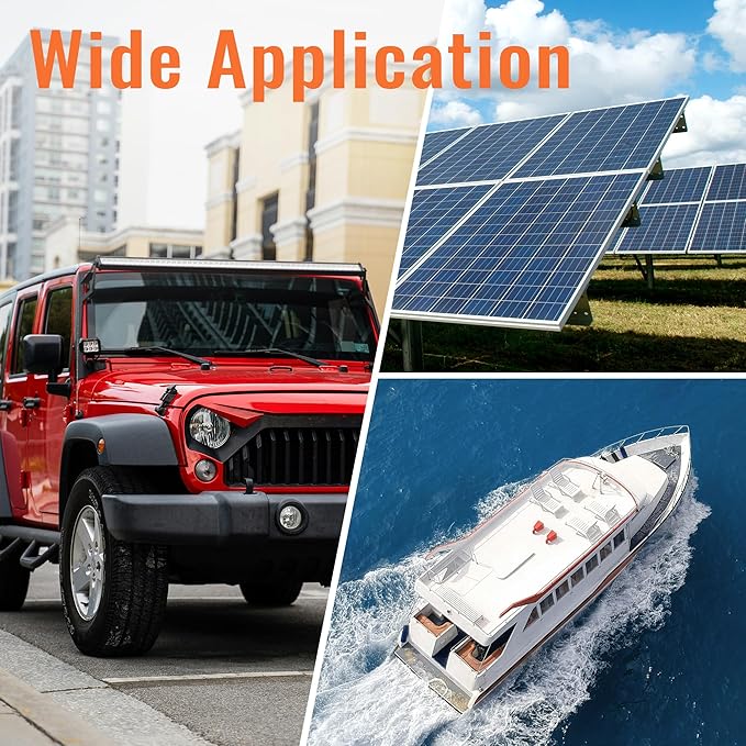 Joinfworld 400A Power Distribution Block 12V Bus Bar with 4 x 5/16"(M8) Studs Battery Bus Bar 48V DC Marine Terminal Block for Automotive Car Solar - Negative&Positive
