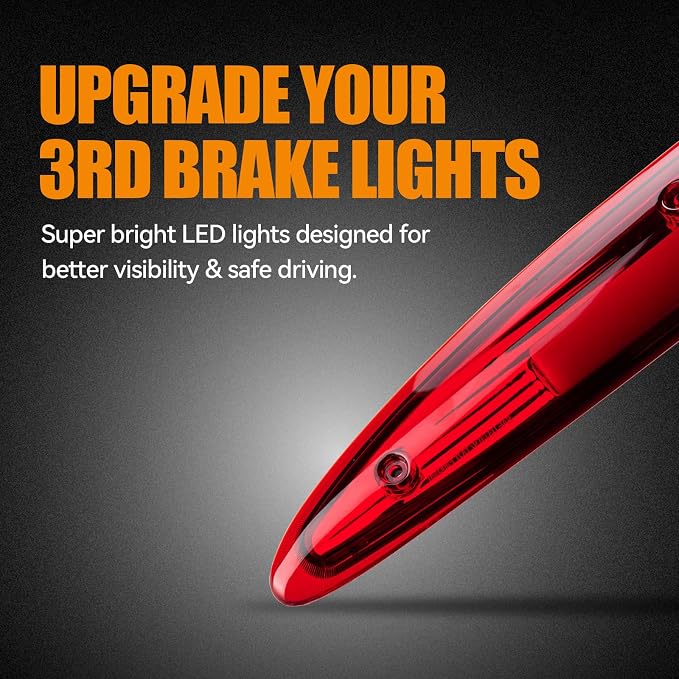 Third 3rd Brake Light LED for 1997-2002 Ford Expedition, High Mount Rear Brake Lights Assembly for 97-02 Expedition, Waterproof Center Cab Lamp Stop Light (RED)