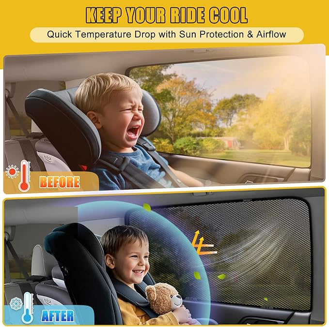 ZATOOTO Car Window Shades for Toyota RAV4 2019-2024, Side Window Covers Split-Front Design with UV Protection, Privacy Breathable Mesh for Ventilation, Dust Protection Perfect for Camping, Baby Safety