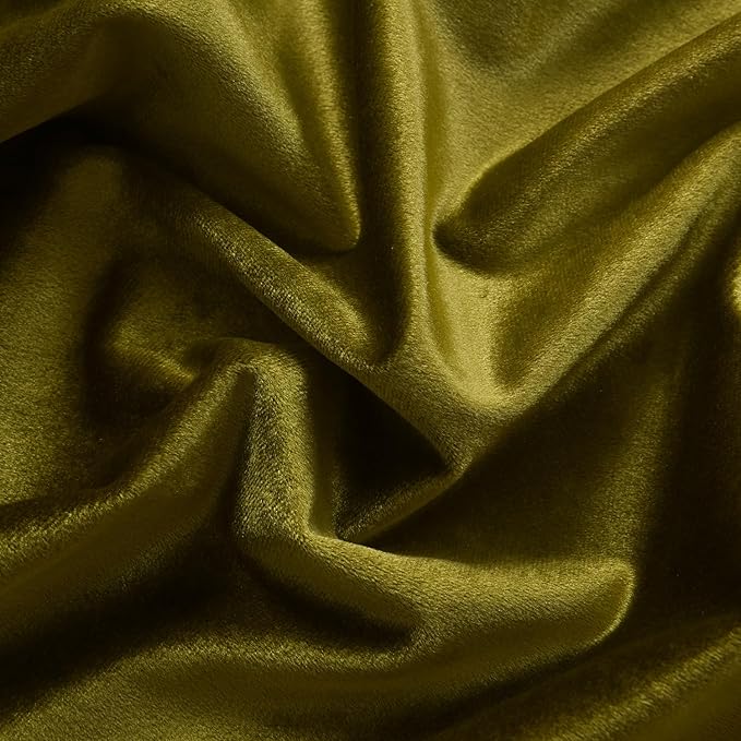 Roslynwood Luxury Soft Olive Velvet Curtains 72 inches Long Back Tab Thermal Insulated Blackout Window Drapes for Living Room/Bedroom/Dining Room, W52 x L72, 2 Panels