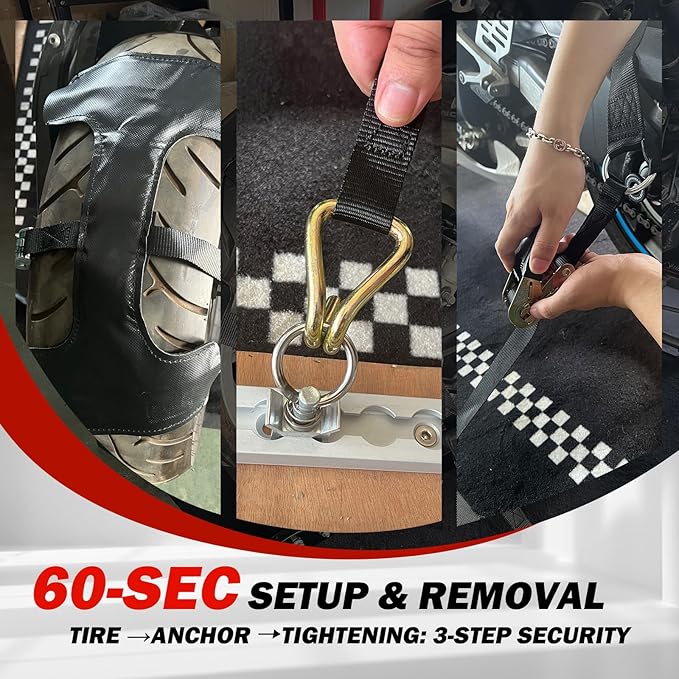 Ratchet Motorcycle Tie Down Straps, Rear Wheel Tie Down for Dirt Bikes & Sportbikes, Heavy Duty Motorcycle Straps and Tie Downs