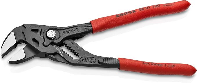 KNIPEX Tools - Pliers Wrench, Black Finish (8601180), 7 1/4-Inch & Tools - Long Nose Pliers With Cutter (2611200), 8