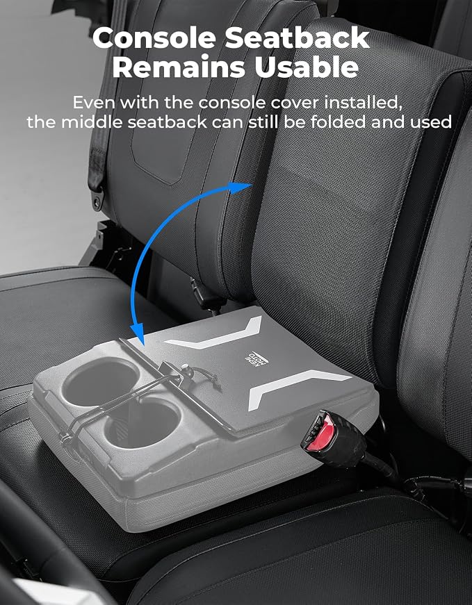 KEMIMOTO UTV Center Console Cover No Drilling Rust-proof Aluminum Plate Compatible with CFMOTO UFORCE 1000 /UForce 1000 XL 2019-2025 With Mesh Bag Accessories Parts(Not include cup holder)