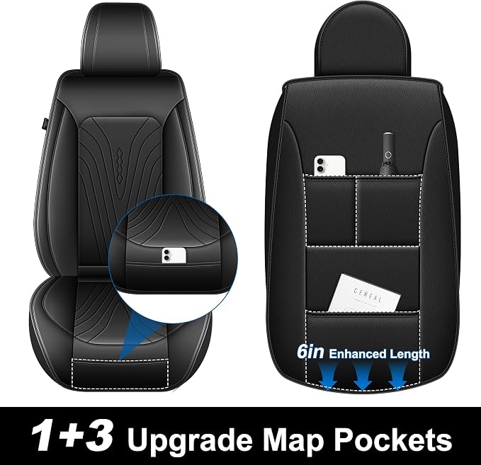 Truck Seat Covers Full Set Custom Fit for 2009-2025 2026 Ford F150 & 2017-2025 2026 F250/F350/F450 Super Duty Leather Seat Protectors (Black)