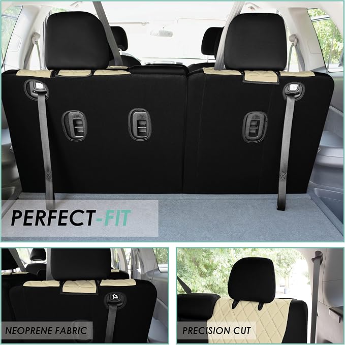 FH Group Custom Fit Car Seat Covers Specifically Made for 2016–2022 Honda Pilot, 3rd Row Set Black Ultraflex Neoprene, Waterproof Car Seat Cover, Honda Accessories